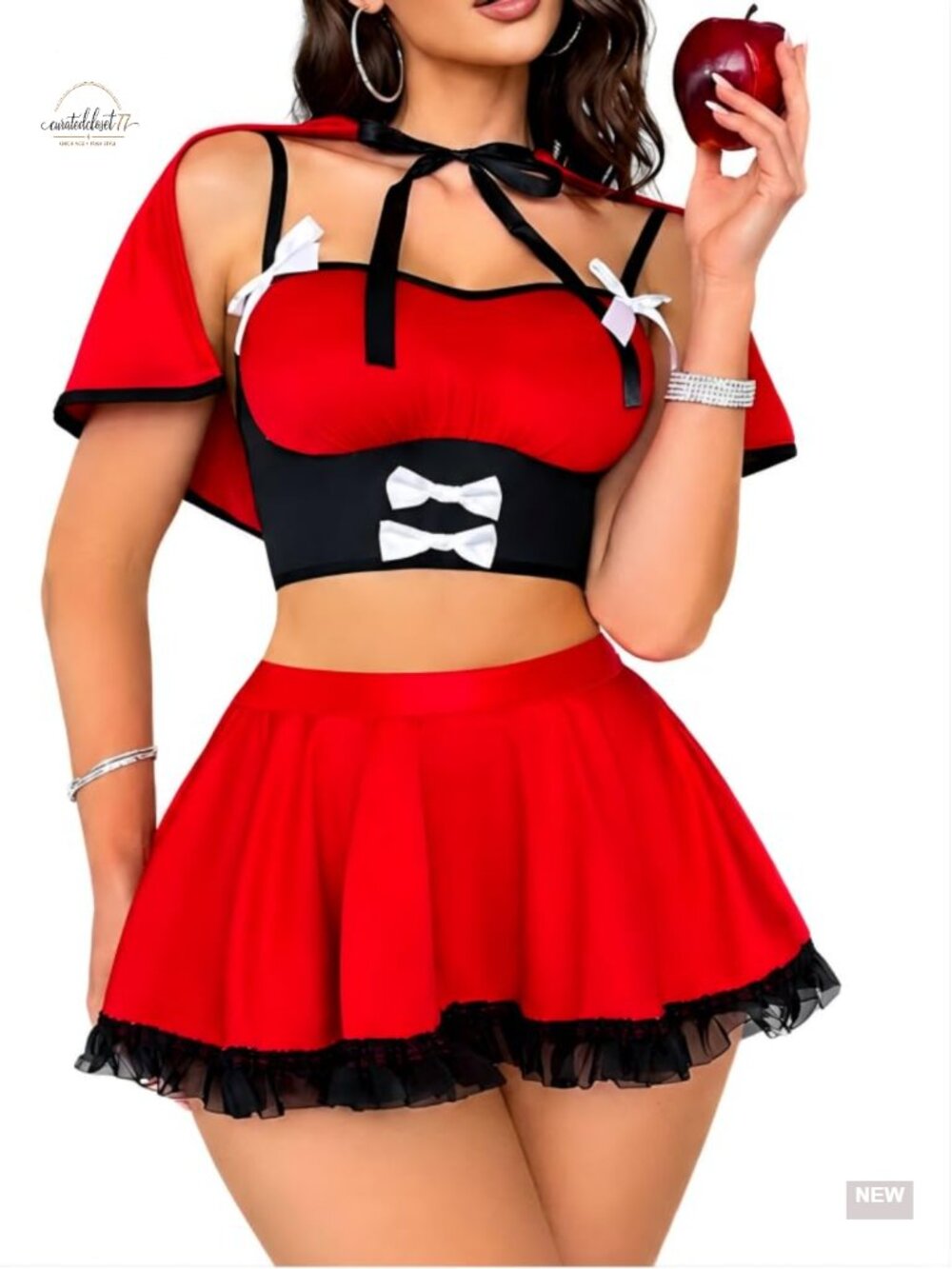 Red Riding Hood Sexy Costume Lingerie Set Adult Cosplay Outfit with Cape